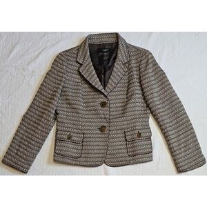Talbots Wool Blend Brown Tweed Button Blazer